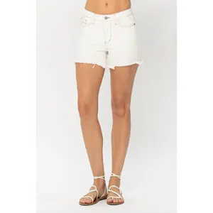 Judy Blue Ecru Embroidered Pocket Shorts