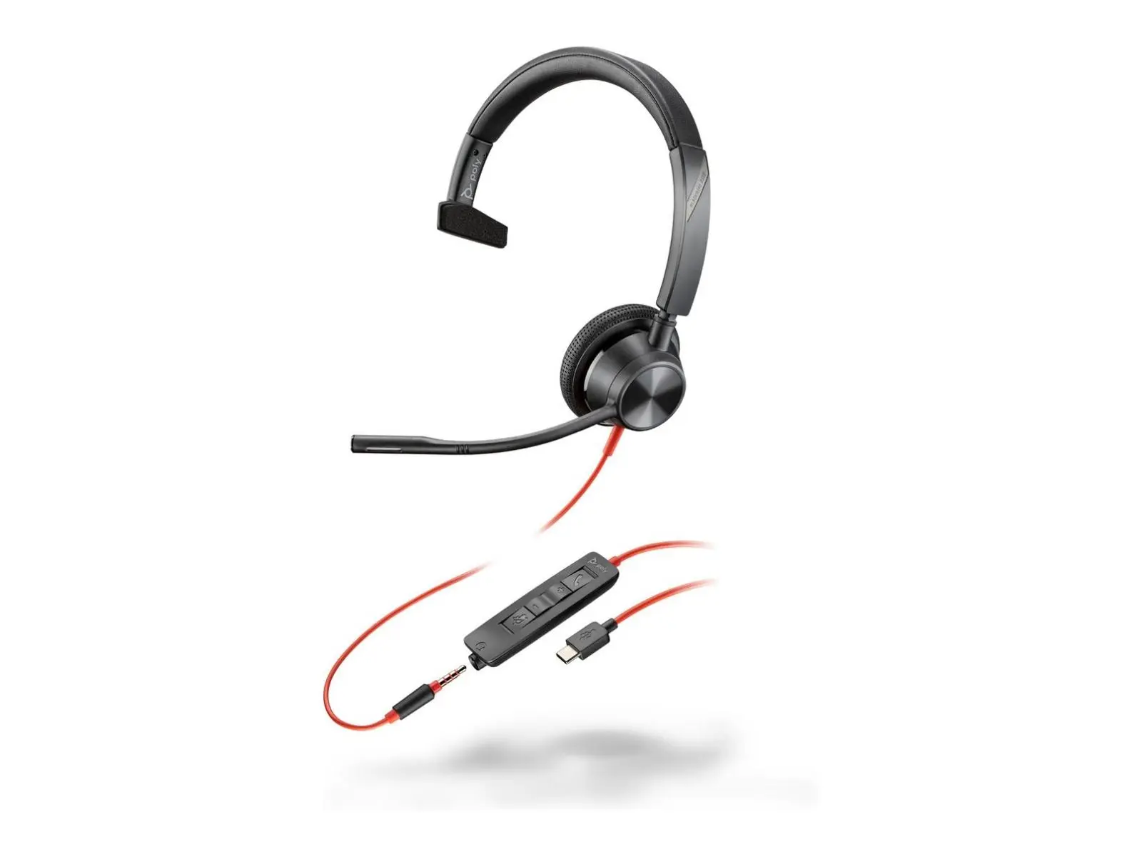 Hewlett-Packard 8X217AA Poly Blackwire 3315 Monaural USB-C & 3.5mm Plug USB-C-A Adapter Headset