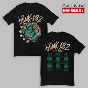 2 sided Vintage Blink smile face The World Tour 2024 182 Rock Music T-Shirt - Crewneck Unisex OversizeD Tshirt Shirt Hoodie Sweater