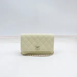 Pre-owned CHANEL Calfskin Shoulder Bags WOC Lemon Yellow Shoulder Bag T10357754