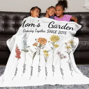 Personalized Mom's Garden Blanket,Mom Blanket with Kids Name,Mother's Day Blanket Gift,Birth Flower Blanket,Gift for Mom from Daughter/Son strawberryshortcakeblanket ethika boxers hellokittyblankets