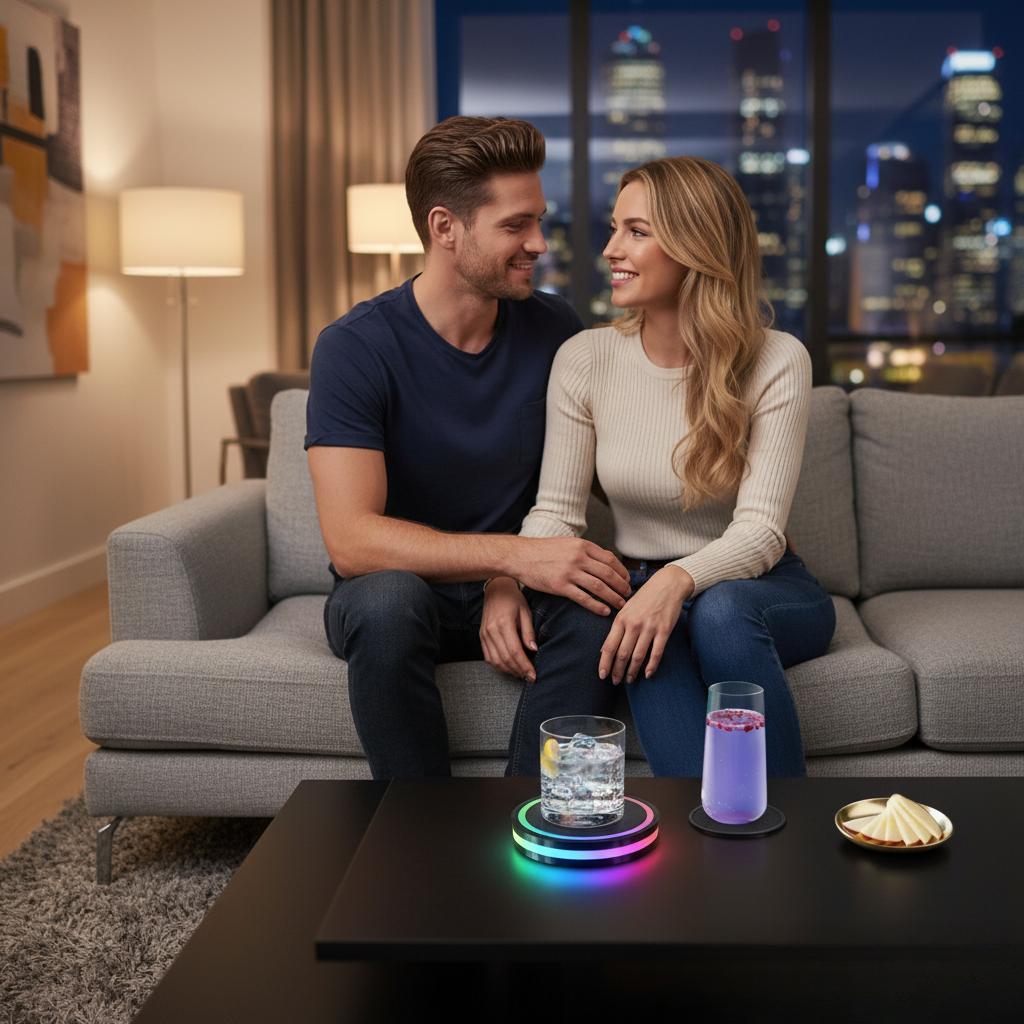 Intelligent Cocktail Coaster Adjustable Color Cup Mat