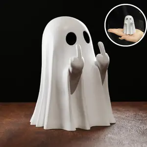 Halloween Ghost Figurine – Spooky Resin Middle Finger Ghost Decor | Cute & Edgy Indoor/Outdoor Halloween Decor for Porch & Home (1 Figurine)