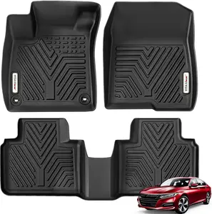 OEDRO Floor Mats Fit for Honda Accord 2018-2022, TPE All Weather Custom Floor Liners 1st & 2nd Row, Black Durability