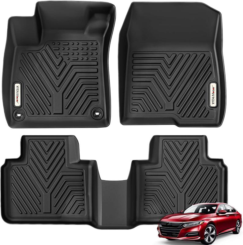 OEDRO Floor Mats Fit for Honda Accord 2018-2022, TPE All Weather Custom Floor Liners 1st & 2nd Row, Black Durability