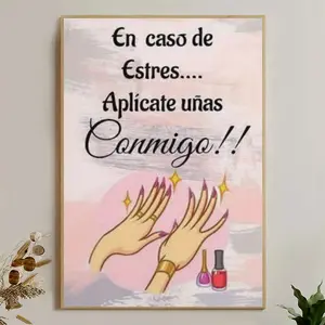 Nail Beauty Poster - Modern Canvas Wall Art with Spanish Love Quotes and Pink Nail Polish Design, Suitable for Bedroom, Living Room, Office, Salon Decoration - Aesthetic Room Decor