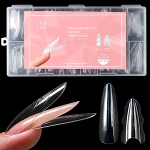 Sandwich Nail Dual Forms -180PCS Almond Nail Mold with Guide Lines, 15 Sizes Top & Bottom Nails Molds for Quick Nails Extension, Home DIY Manicure Salon