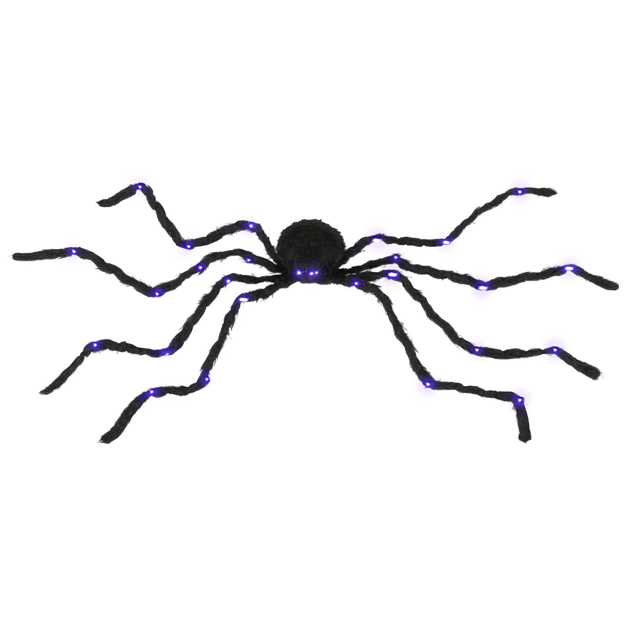 47.2 in Oversized Light-Up Halloween Spider Prop Decoration, Sensor-Activated Purple LED, Bendable Poseable Legs, Battery-Operated Ornament for Front Porch, Haunted House Spooky Decor