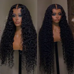Black Color Long Deep Curly Synthetic Lace Front Wig - 32inches Pre-Plucked HD Transparent Lace, 200% Density, Glueless Kinky Curly Style for Women, Perfect for Daily & Party Wear Black Curly Wig