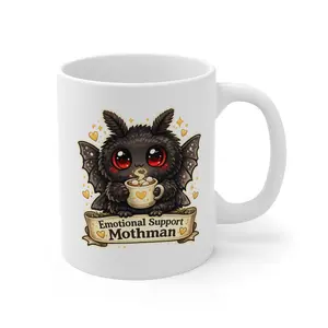 Emotional Support Mothman Mug | Cute Cryptid Coffee Cup