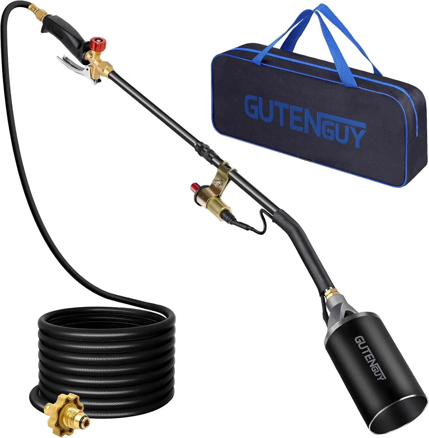 Portable Propane Torch Burner with Storage Bag, High Output BTU Blow Torch with 10FT Hose, Flame Weeder with Igniter for Garden Roofing Springtok Outd