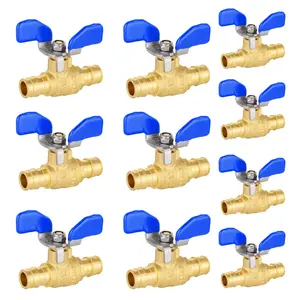 10 Pcs 1/2" PEX-A Expansion Butterfly Ball Valve, Blue (Lead Free)