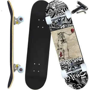 Pro Complete Skateboards For Beginners Youths Teens Adults 31"x8" Skate Boards 7 Layers Canadian Maple Double Kick Deck Concave Longboard