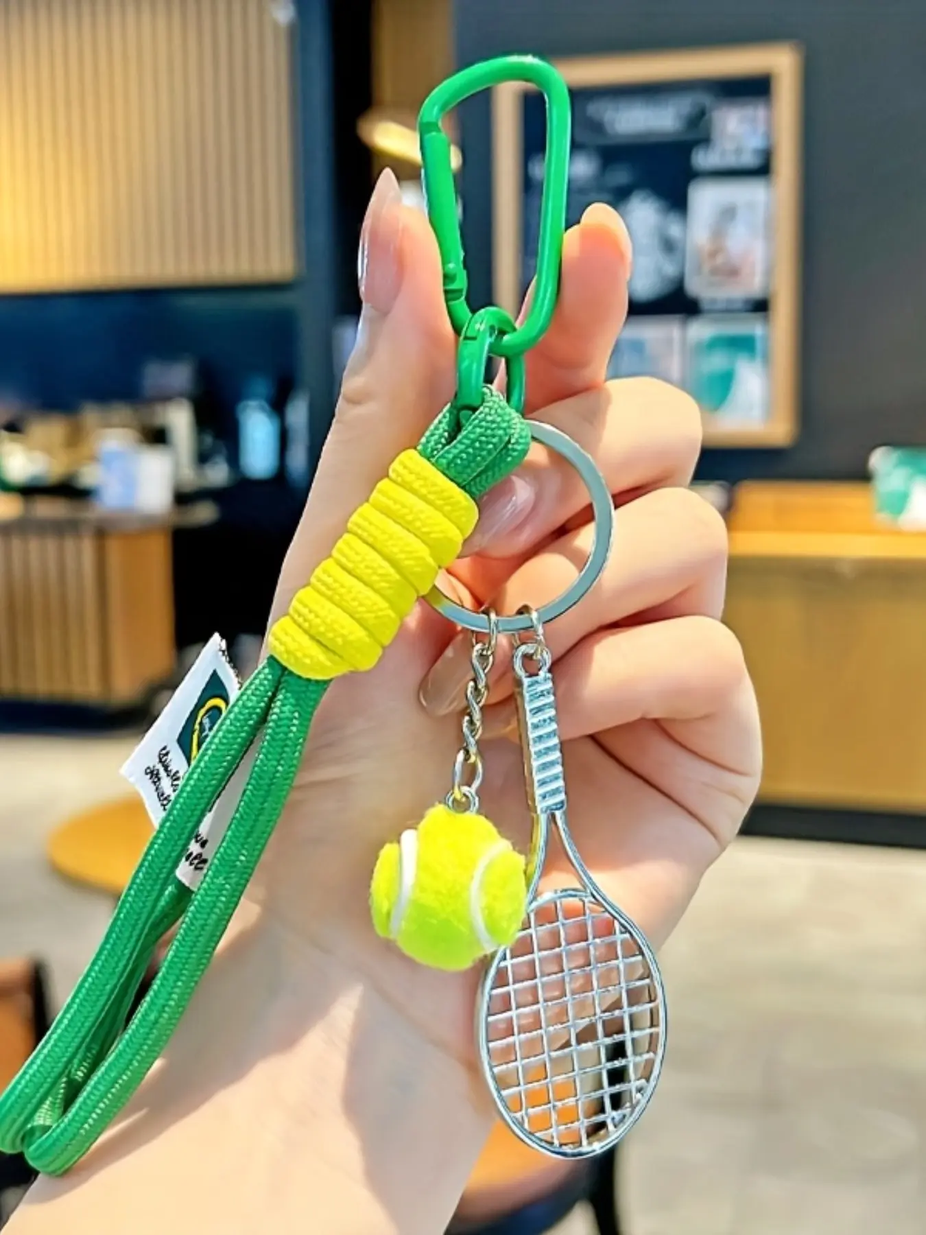 Elegant Tennis Keychain, Stylish Tennis Bag Charm, Durable Design, Tennis Racket and Ball Pattern, Perfect for Tennis Enthusiasts, Keychain For Bags
