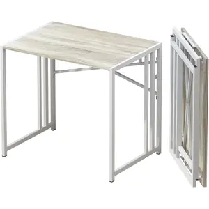 Small Folding Desk 32 inch, No Assembly Required Small Office Desk, Writing Gaming Computer Camping Desk, Beige