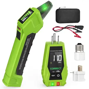 Circuit Breaker Finder Tool with Outlet Tester,  GFCI, , Electric Tester with Dual LCD Display, Light Socket and 3-2 Prong Grounding Adapter,  Clip Adapter (Green)
