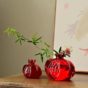 Creative Minimalist Modern Japanese Handmade Small Pomegranate Glass Vase, Home Decor Vase, Desktop Hydroponic Mini Water Culture Flower Pot, Fresh Look Decorative Item