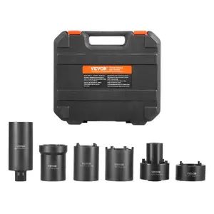 summervibes 6-Piece 1/2 in Drive Axle Spindle Nut Socket Combination Tool Kit with Storage Case, Nut Removal Tool for 4WD Vehicles, Compatible with Select Automotive Models