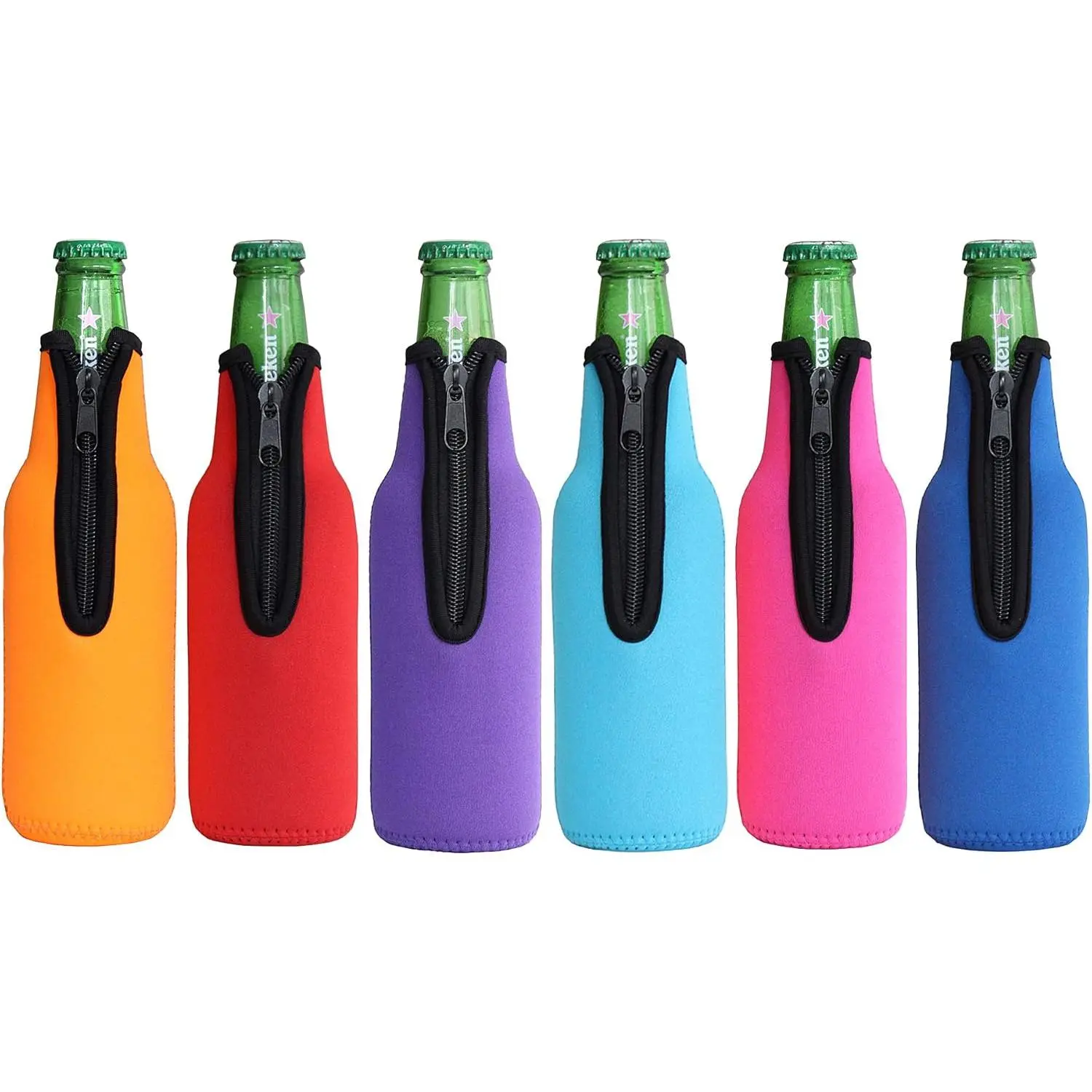6-Pack Neoprene Insulated Bottle Sleeves, 12oz Drink Bottle Holder, Keeps Drinks Cold and Hands Warm (Colorful), Birthday