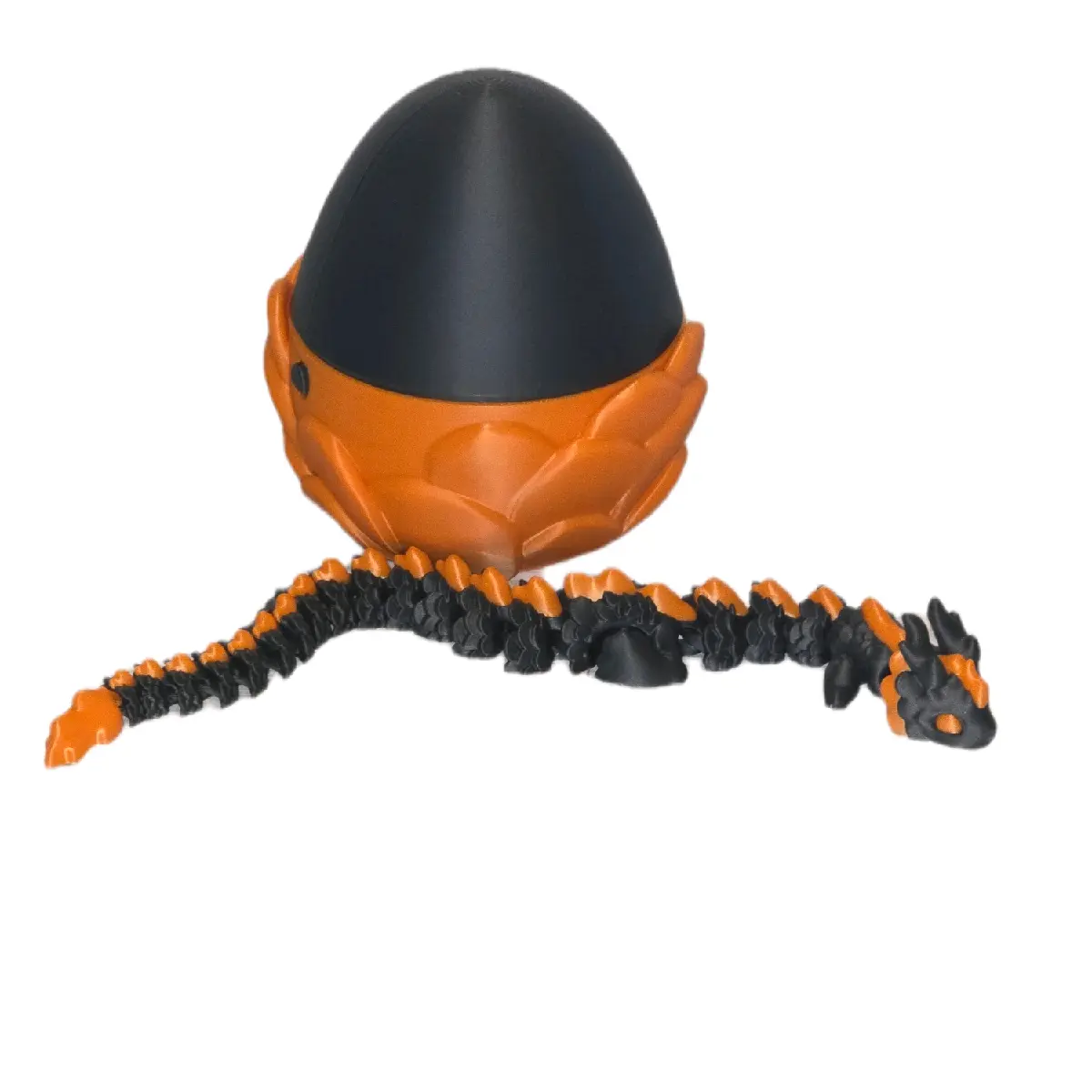 3D Printed Kaida Dragon with Egg Orange and Grey