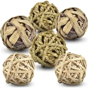 Rabbit Toys Edible Woven Grass Ball Willow Ball, Made of Timothy Grass Hay and Willow of Treats and Chews Toy for Chinchilla Bunny Guinea Pig Gerbil SMALL ANIMAL PLAY AND CHEW BALLS