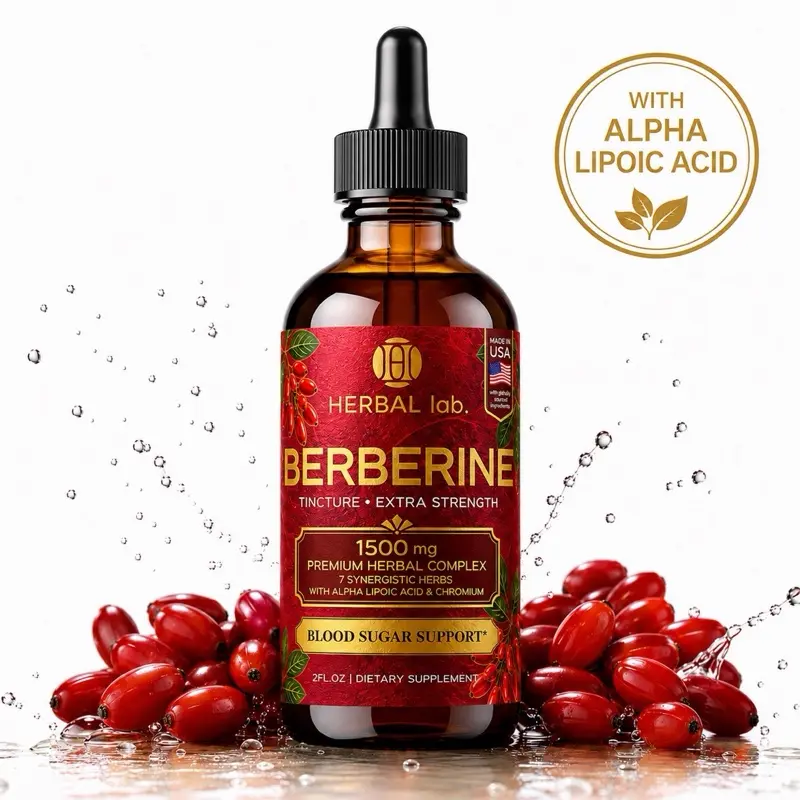 Berberine Complex Liquid Drops - Alcohol-Free Tincture with ALA & Ceylon Cinnamon, Non-GMO, Made in USA