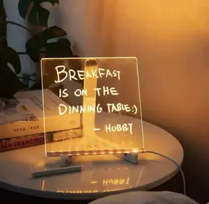 LED Lamp Acrylic Message Note Board Erasable USB Children‘s Drawing Board Bedroom Night Light Writing Tablet Birthday Kids Gift