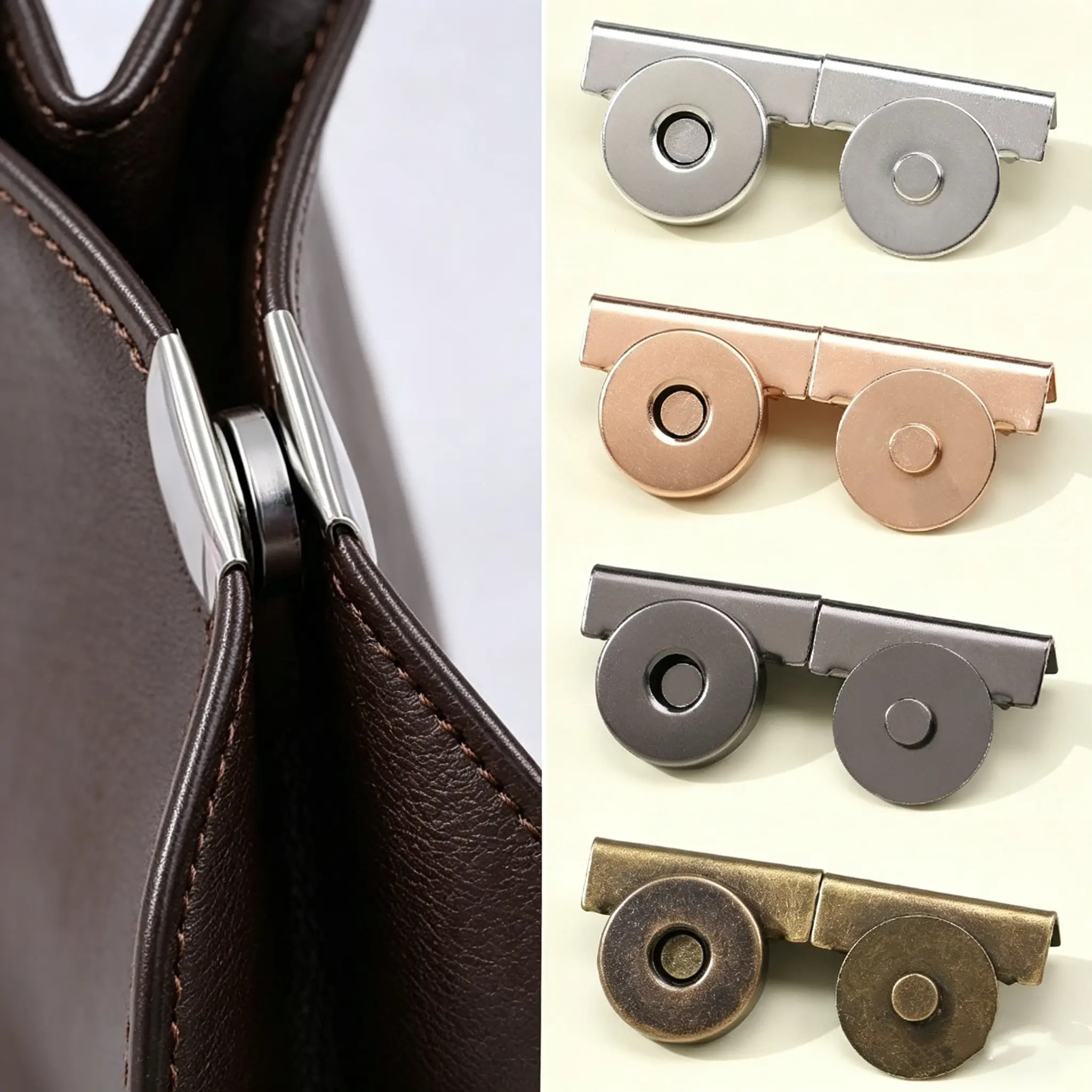 4 Pairs Self-Locking Stainless Steel Magnetic Snaps - Functional Seamless Fasteners for Apparel Bags, Mixed Colors Sewing Supplies Kit for DIY Craft Enthusiasts, Durable Metal Quick-Fix Closures