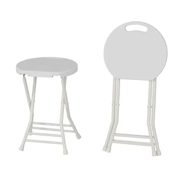 GAOMON 18-Inch Backless Foldable Stool, White Indoor Furniture Bar Stool