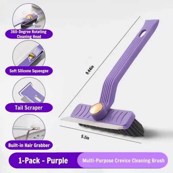 3-in-1 Rotatable Scrubber Brush for Floor & Bathtub – Short Handle, Double-Sided Heavy-Duty Bristles with Squeegee – Perfect for Shower, Bathroom, Kitchen, Wall & Deck – Must-Have Home Cleaner Multipurpose Cleaning Tool Household Cleaning Tool
