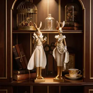 Hot selling animal statues American countryside resin crafts dresses rabbits home decorations creative outdoor sculptures in the courtyard