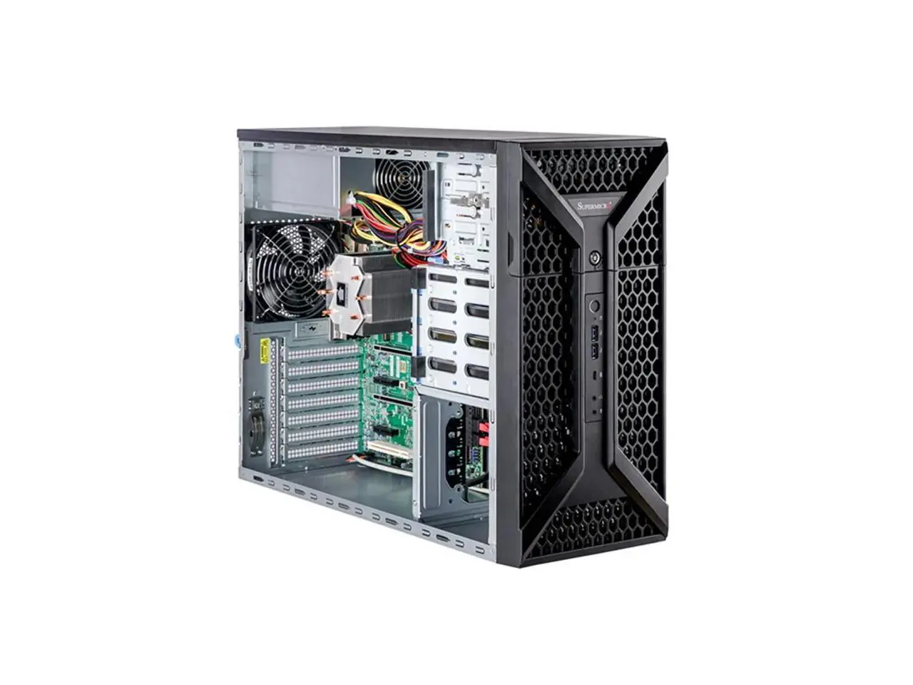 Supermicro Workstation SYS-531A-I Barebone, Single Socket E (LGA4677), support Intel® Xeon® W-2400 processors, 1x 1GbBaseT, 1x 10GbBaseT, 1200W Power Supplies Platinum Level.