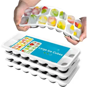 Ice Cube Trays for Freezer - 3 Pack 42 Ice Cubes, Easy to Release Plastic  Ice Trays with Spill-Resistant ,  Stackable Ice Tray for , Drinks and Coffee, ,Black