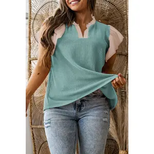 PLUS Blue Ruffled Sleeve Blouse