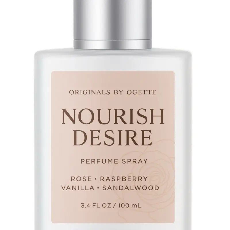 Ogette Originals Nourish Desire Perfume Spray - Rose Raspberry Vanilla Sandalwood Scented Fragrance 3.4 FL OZ 100 mL