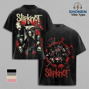 Slipknot Mask Bootleg Vintage Acid Wash Graphic Tee, Streetwear for Men, Oversized Heavy Cotton T-Shirt, Nu Metal Band Merch, Retro 90s Heavy Metal Graphic, Gift For Fan