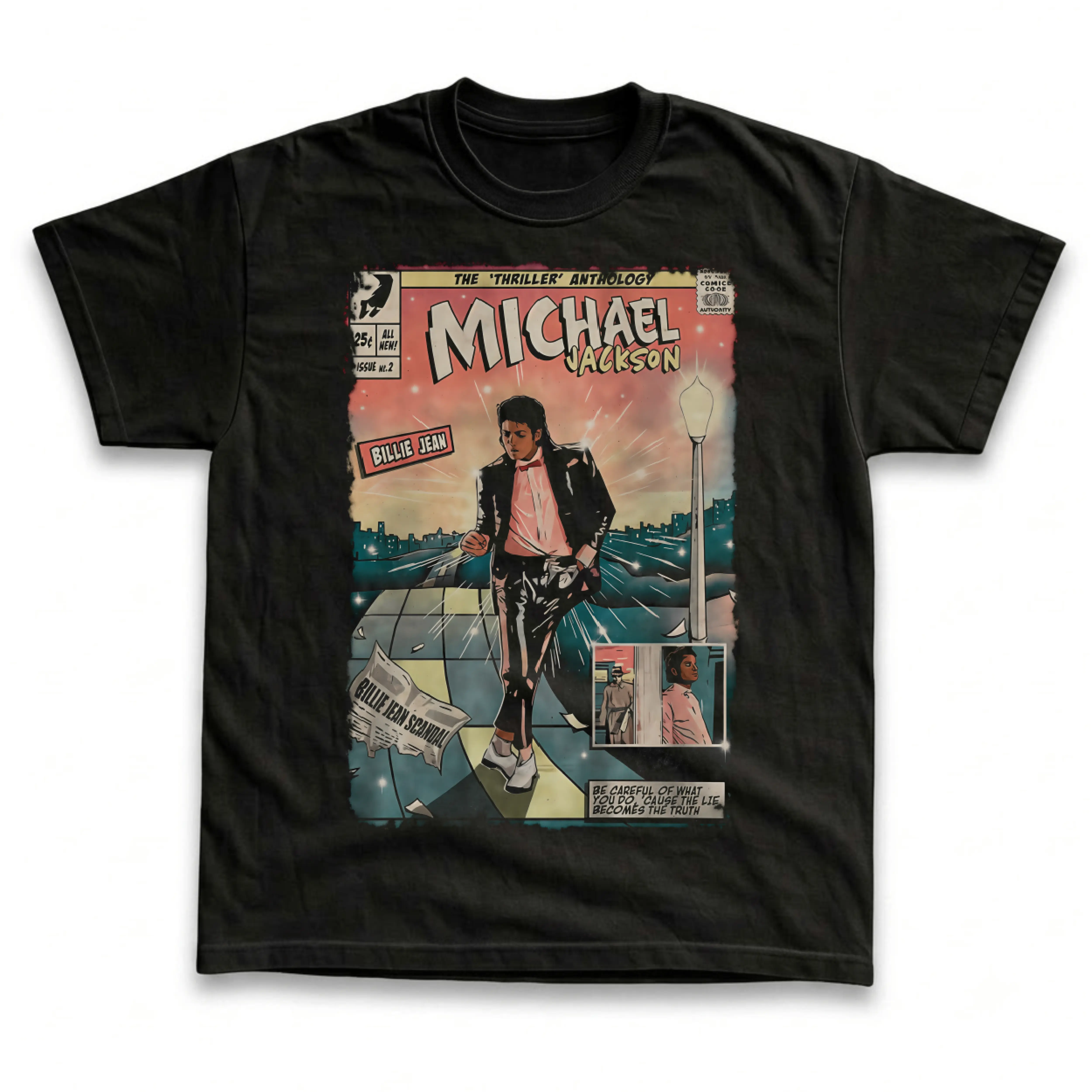 Gildan Men's and Women's T-Shirt, Vintage Michael Jackson Graphic Tee, King of Pop Billie Jean Thriller Shirt, 80s Music Comic Book Retro Grunge Streetwear, Pop Legend Music Fan Gift, Classic Y2K Concert Merch Top