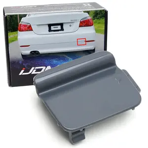 iJDMTOY Unpainted/Primed Rear Bumper Tow Hook Cap Cover Replacement For BMW 2008-2010 LCI/Facelift E60/E61 528i 535i 550i Standard Bumper