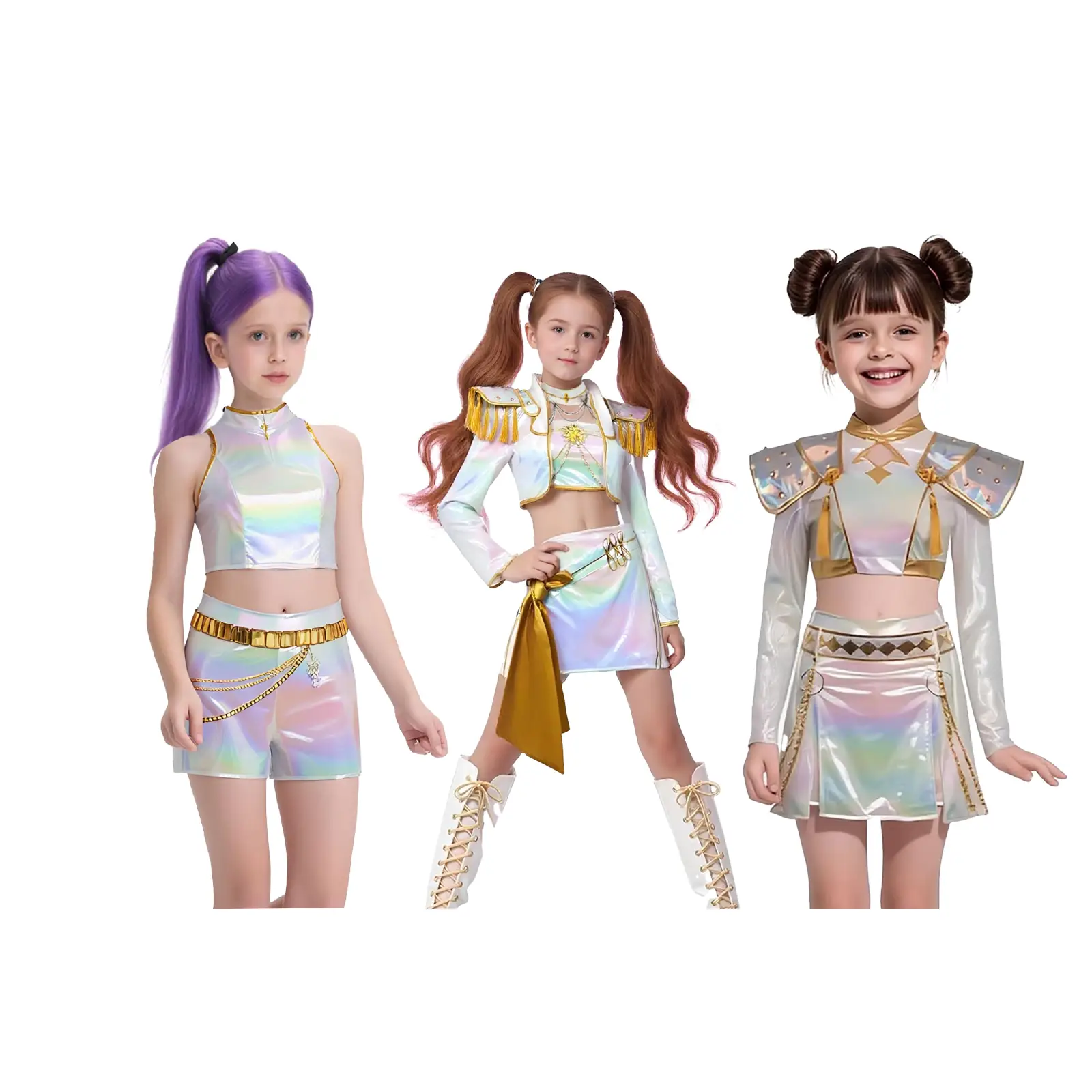 HUNTR/X KPop Demon Hunters Costume for Girls - TikTok Viral Halloween Dance Outfit Cosplay Suit with Music Fashion Style for Kids Party