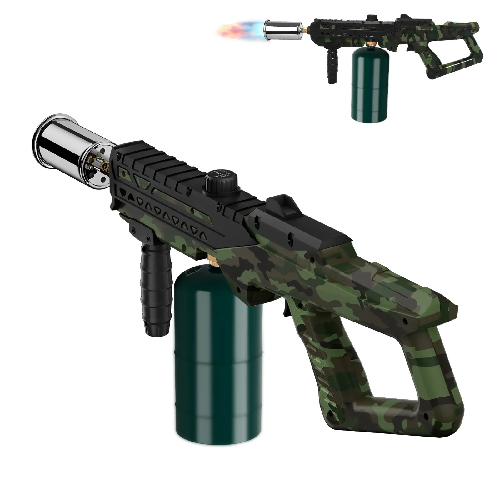 Powerful Kitchen Camouflage Propane Torch Gun, Culinary Torch Campfire Starter, Adjustable Weed Torch Burner for Searing Steak, BBQ, Welding (Propane