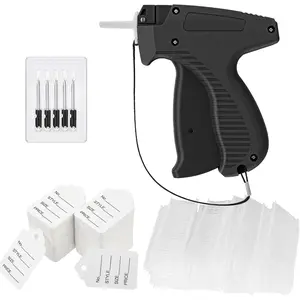 Price Tagging Gun for Clothing, Standard Retail Price Tag Attacher Gun Kit with 400 Clothing Label Tags, 1600 1" Barbs Fasteners, 5 Needles, Black