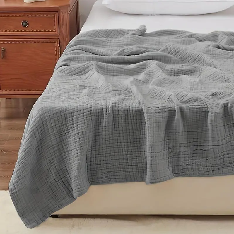 Yoofoss 6-Layer 100% Cotton Muslin Blanket, Lightweight and Breathable Gauze Blanket for Bed, Couch, and Adults, All-Season Use