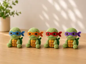 Teenage Mutant Ninja Turtles Crochet Plush Set Handmade Amigurumi Turtle Dolls Cute Cartoon Inspired Gift for Kids and Collectors