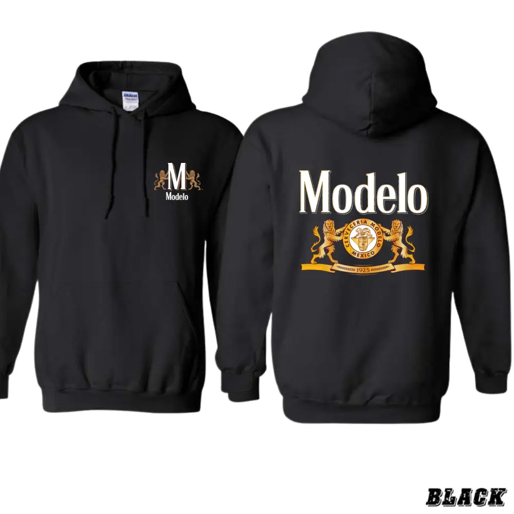 Modelo Beer Hoodie – Classic Mexican Cerveza Logo Pullover, Unisex Streetwear for Beer Lovers, Comfortable Casual Wear with Iconic Modelo Design, Great Gift for Fans of Mexican Brew