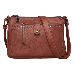 Kinsley Crossbody with RFID Slim Wallet & Concealment Pocket by Lady Conceal - Premium Faux Leather, Adjustable Strap, Stud Detailing, and Universal Pouch