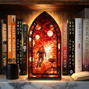 Project Hail Mary Book Nook, Ryland Grace & Rocky Suncatcher Candle Holder, Astrophage Tau Ceti Bookshelf Decoration, Sci-Fi Book Lover Gift (No Candle)