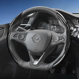For Opel Segmented Carbon Fiber Steering Wheel Cover Sporty Style Non-Slip Comfortable Grip Quick-Install Design All-Season Compatibility For Corsa/Mokka/Astra/Grandland/Combo/Zafira Electric/Frontera/Rocks Electric/Vivaro/Movano Black Blue Silver Red