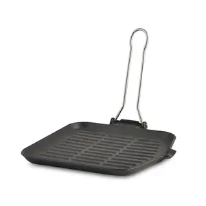 212 MAIN Enamel-Coated Cast Iron Rectangular Grill Pan, 9x14.5 in. Metal Pan with Removable Handle for Outdoor Sports Kitchen Use, Pans