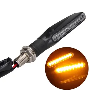 FCCEMC 2PCS LED Motorcycle Turn Signals Light 12V Tail Flasher Flowing Water Blinker IP68 Bendable Motorcycle Flashing Lights