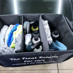 The Final Details Trunk Organizer - Black Storage Container with Multiple Sections for organizing all you detailing products.